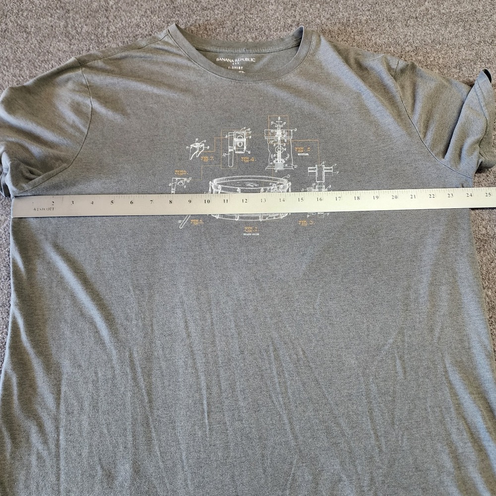 Banana Republic XL Gray Snare Drum Blueprint Graphic T Shirt Cotton Blend Tee - Picture 6 of 6